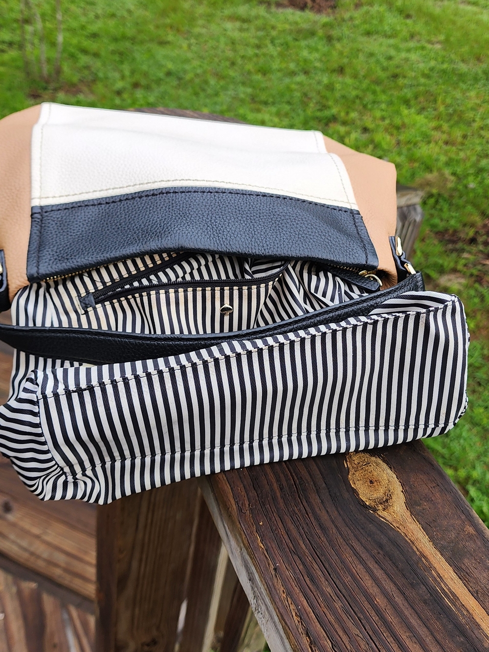 kate spade Black, White & Tan Colorblock Leather Shoulder Bag - Picture 11 of 16